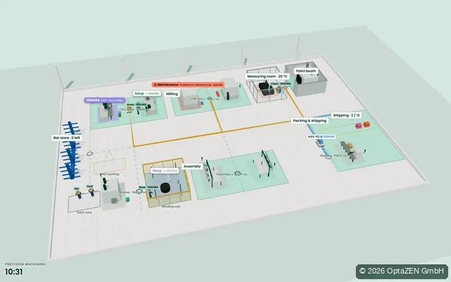 3D-Ansicht des Plans „Produktionsplanung in der Zerspanung: Feinplanung“